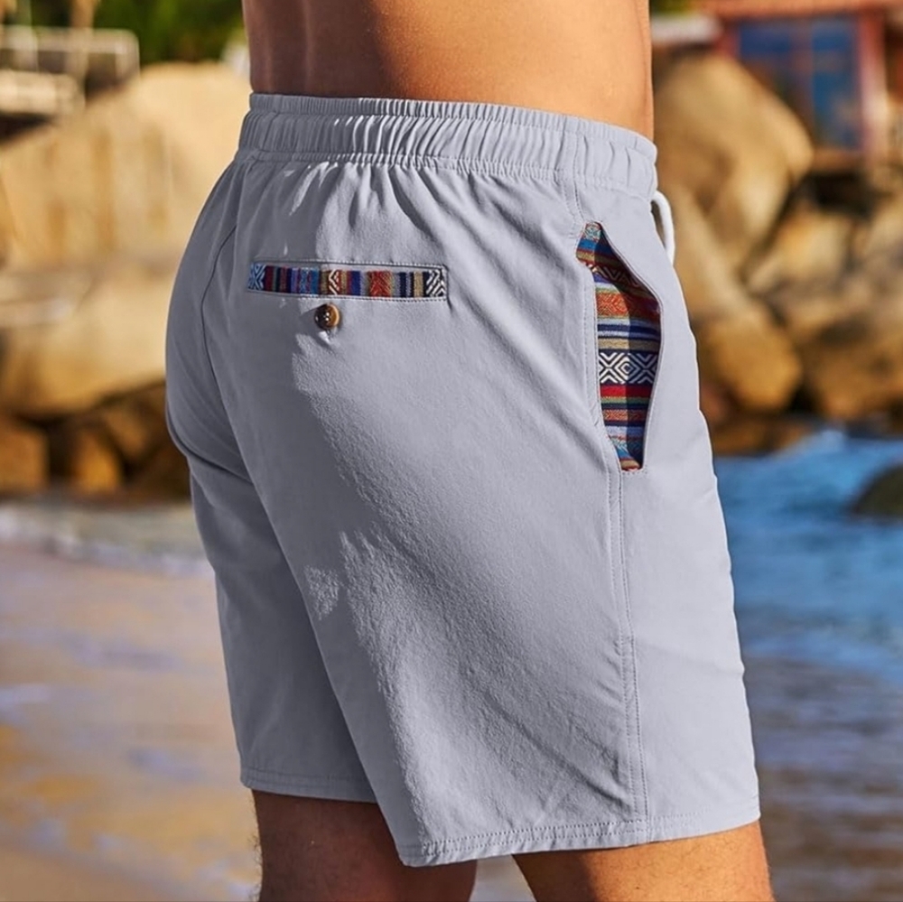 JMIERR Men's Casual Shorts 7" Drawstring Summer Quick Dry Beach Stretch Waist.